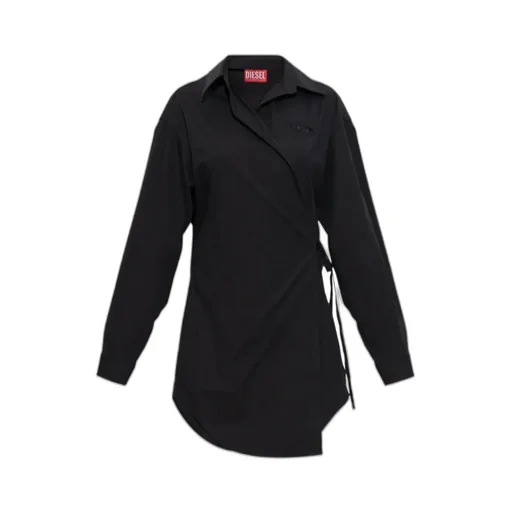 D-Delphos-S1 Wrap Logo-Embroidery Dress