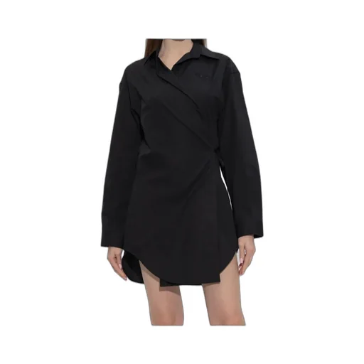 D-Delphos-S1 Wrap Logo-Embroidery Dress