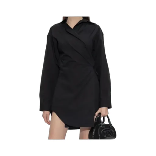 D-Delphos-S1 Wrap Logo-Embroidery Dress