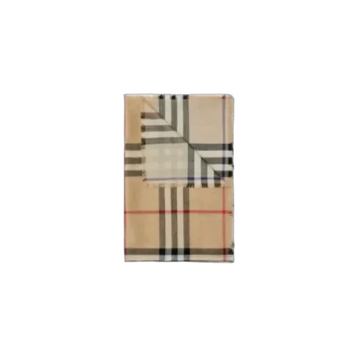 Wide Reversible Check Wool Silk Scarf