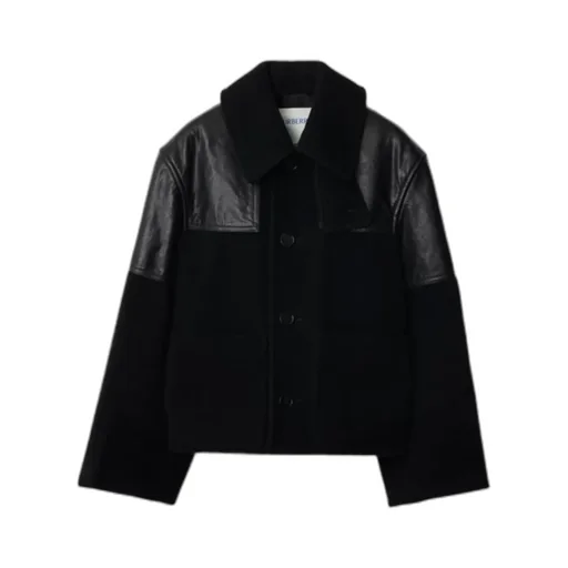Panelled Leather-Wool Jacket