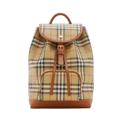 Checked Foldover Top Backpack