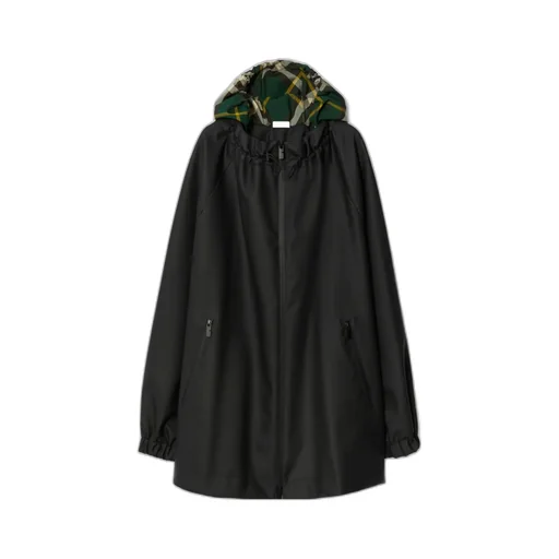 Vintage-Check Hooded Parka Coat