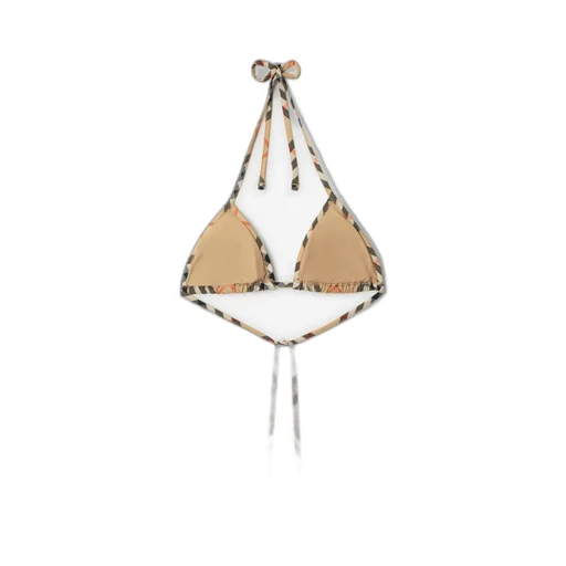 Check-Pattern Halterneck Bikini Top
