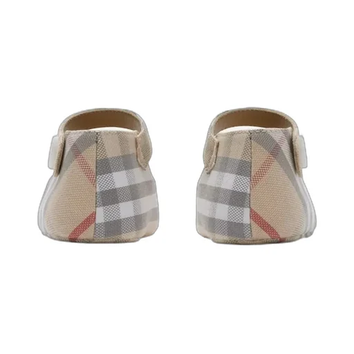 Check-Printed Round-Toe Mary Jane Shoes