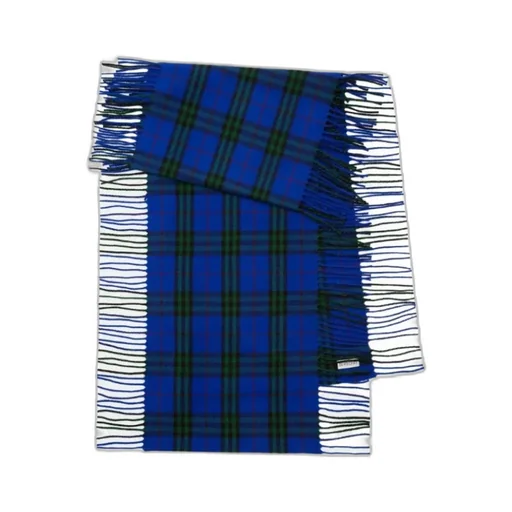 Check-Pattern Fringed-Edge Scarf