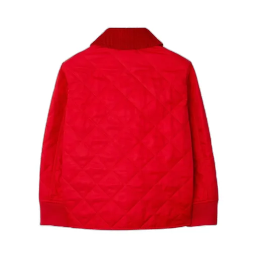 Corduroy-Collar Quilted Zipped Jacket