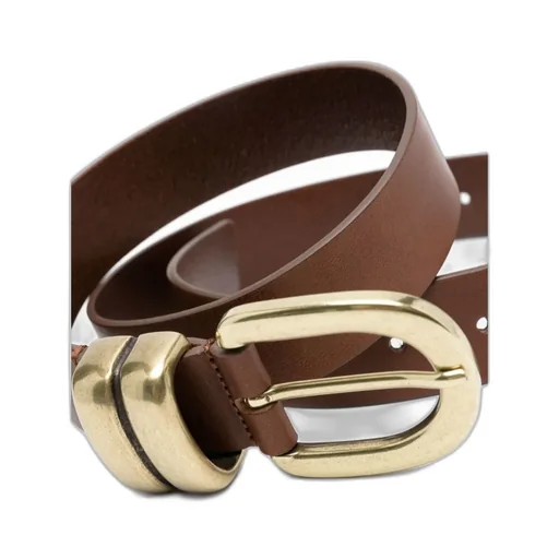 Round-Buckle Leather Belt