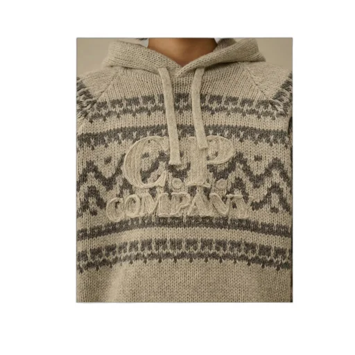 Jacquard Wool Hooded Sweater