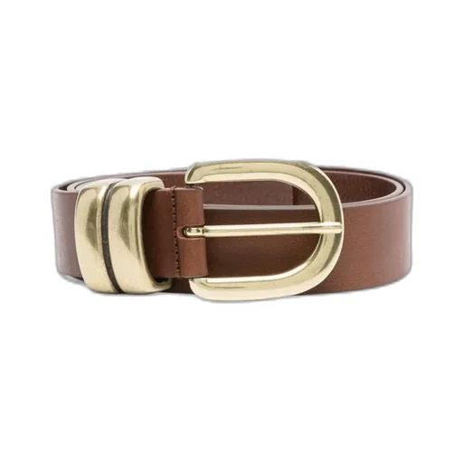 Round-Buckle Leather Belt
