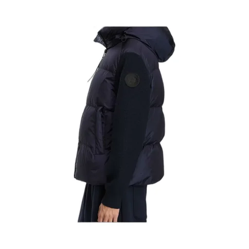 Quilted Knit-Sleeve Hooded Jacket