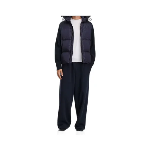 Quilted Knit-Sleeve Hooded Jacket