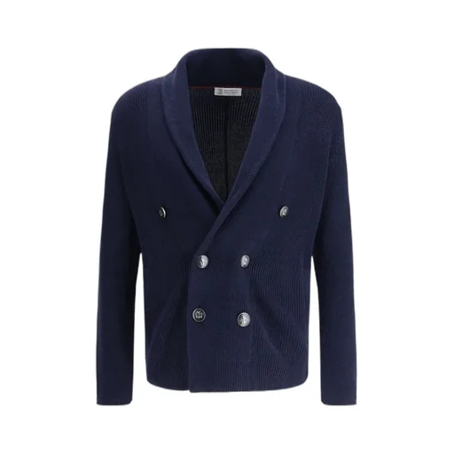 Shawl-Collar Double-Breasted Cardigan