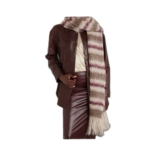 Fringed Striped Mohair-Blend Scarf