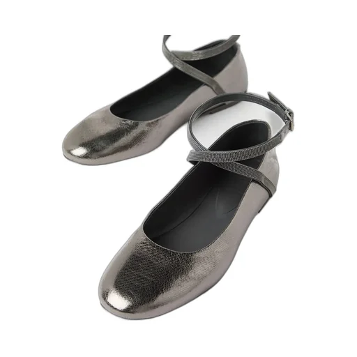 Ballerina Flats With Ankle Strap