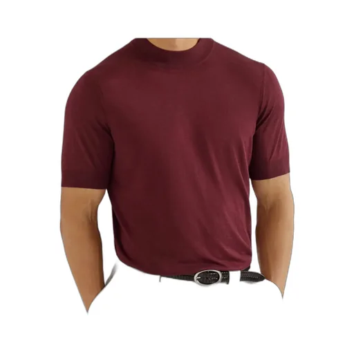 Mock-Neck Knit T-Shirt