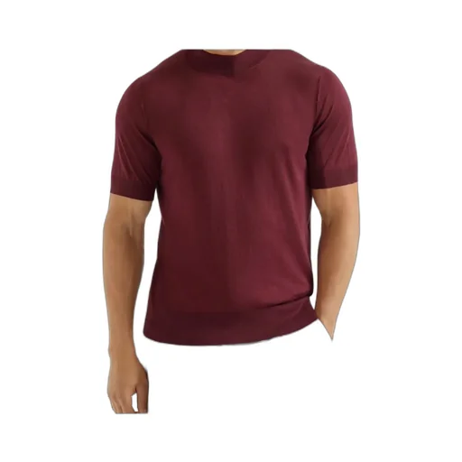 Mock-Neck Knit T-Shirt