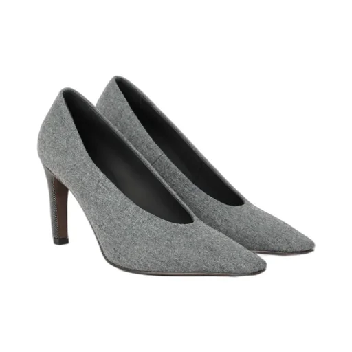 Water-Resistant Virgin Wool Flannel Heels With Precious Details