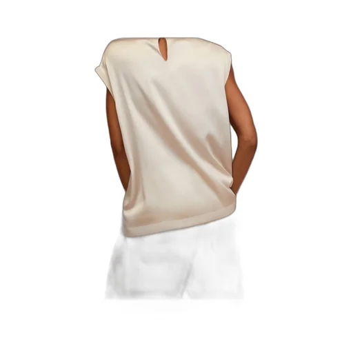 Cap-Sleeved Crewneck Satin Blouse