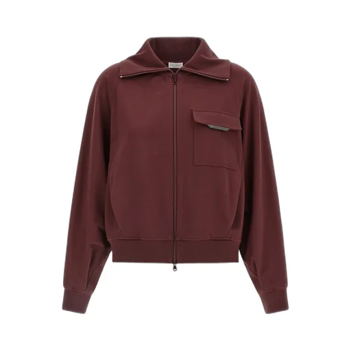 Flap-Pocket High-Neck Sweatshirt