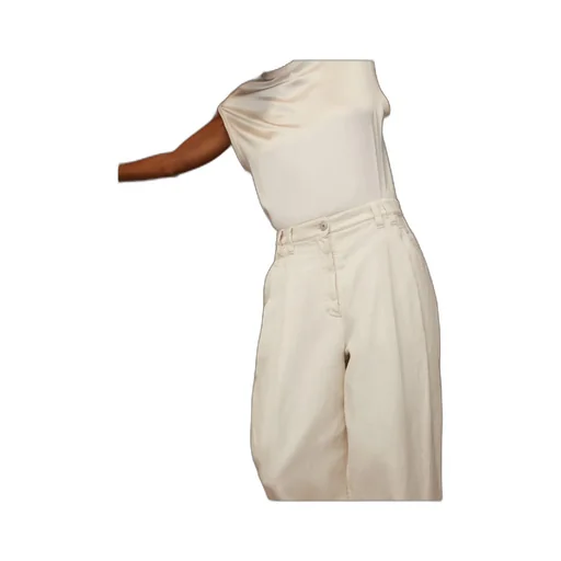 Cap-Sleeved Crewneck Satin Blouse