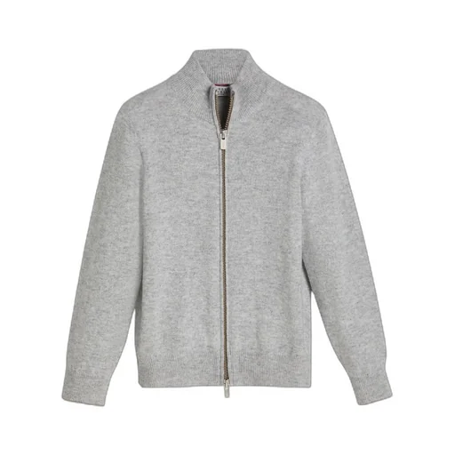 High-Neck Zip-Up Cardigan