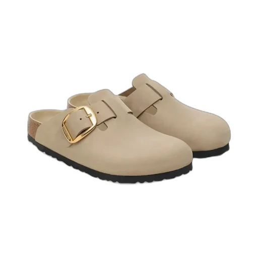 Boston Big Buckle Suede Mules