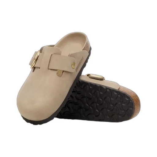 Boston Big Buckle Suede Mules