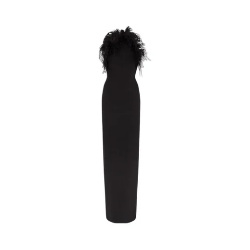 Feather Trim Maxi Dress