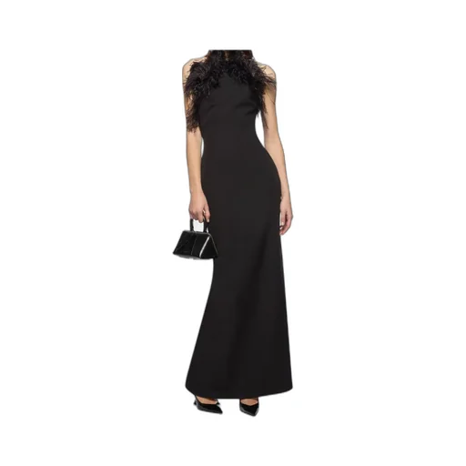 Feather Trim Maxi Dress