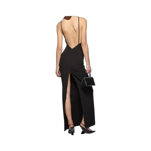 Feather Trim Maxi Dress