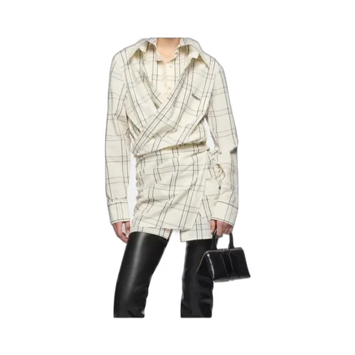 Asymmetric Plaid Shirtdress