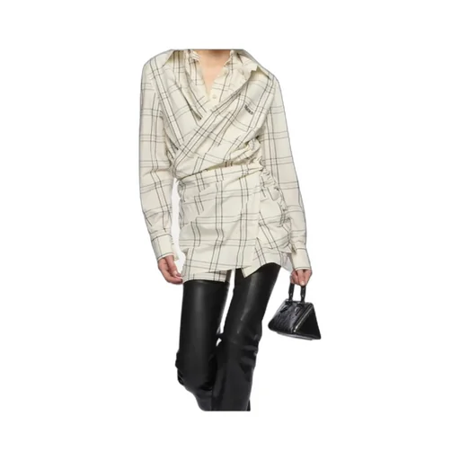 Asymmetric Plaid Shirtdress