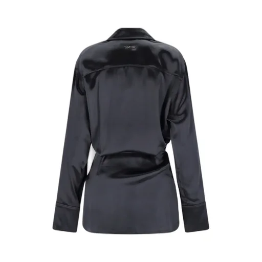 Asymmetric Satin Mini Shirt Dress