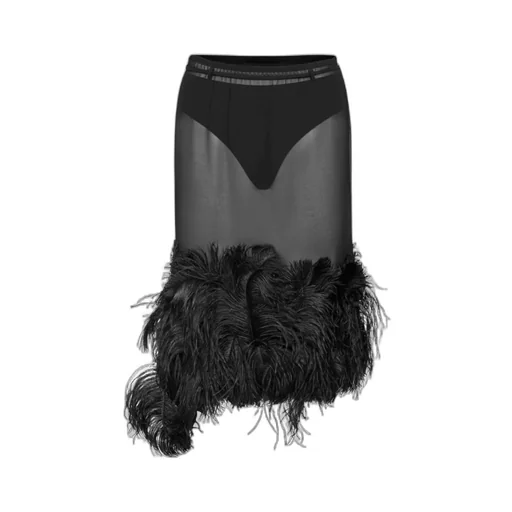 Feather-Trim Skirt