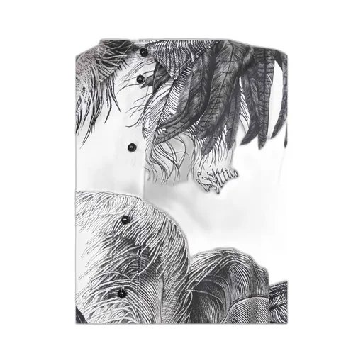 Pattern-Printed Long-Sleeved Shirt