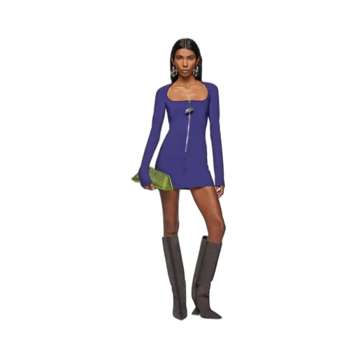 Crepe Zip Mini Dress