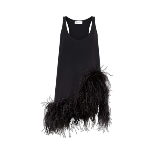 Feather-Trimmed Mini Dress