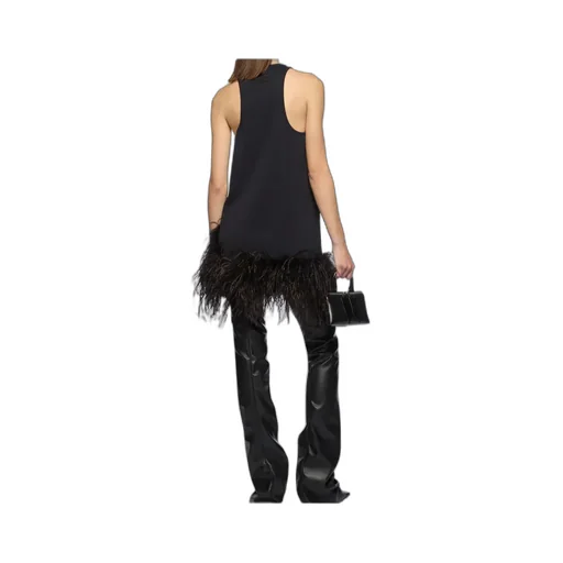 Feather-Trimmed Mini Dress