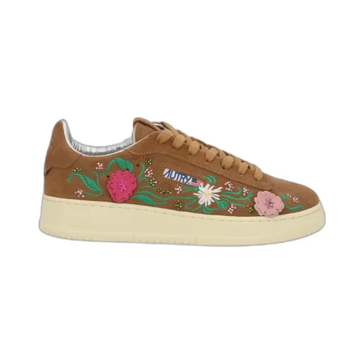 Floral-Embroidered Dallas Lace-Up Sneakers
