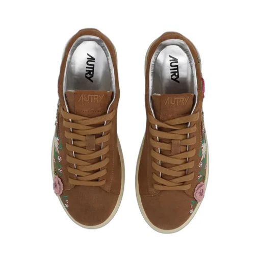 Floral-Embroidered Dallas Lace-Up Sneakers