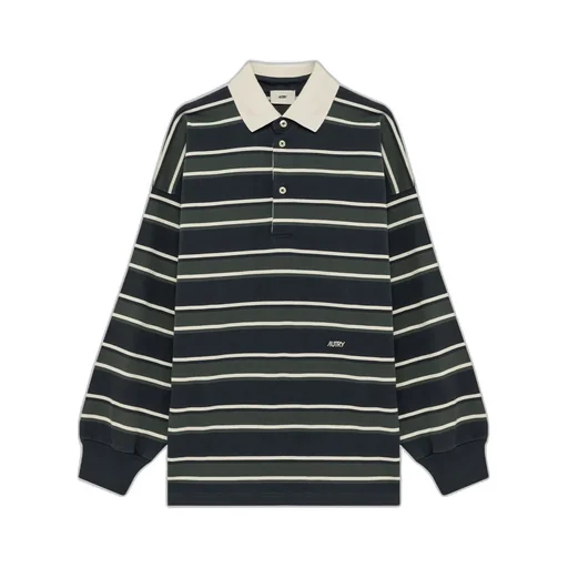 Striped Long-Sleeve Polo Shirt