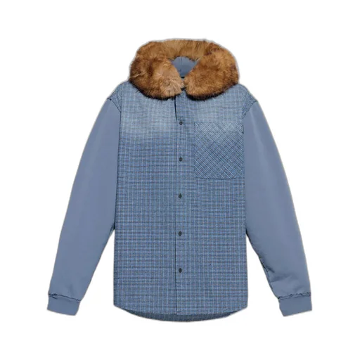 Decorative Hood Checkered Jacket