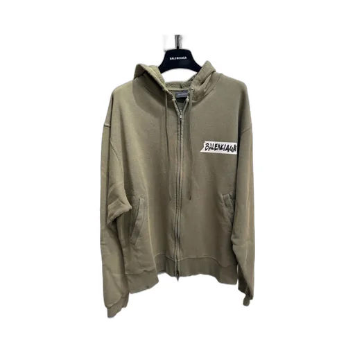 Masking Tape Oversized Zip-Up Hoodie