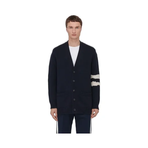 Skull Intarsia-Knit V-Neck Cardigan
