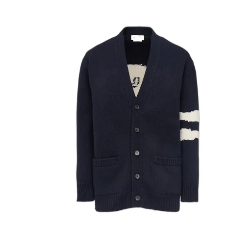 Skull Intarsia-Knit V-Neck Cardigan