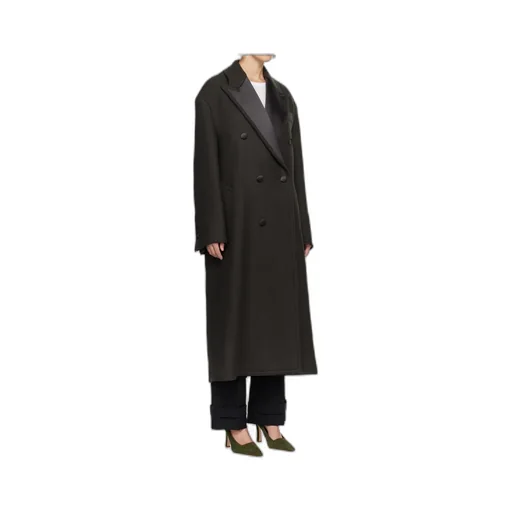 Wool Pleated Double-Breasted Coat