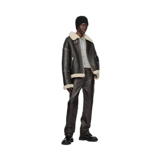 Long-Sleeved Leather Jacket