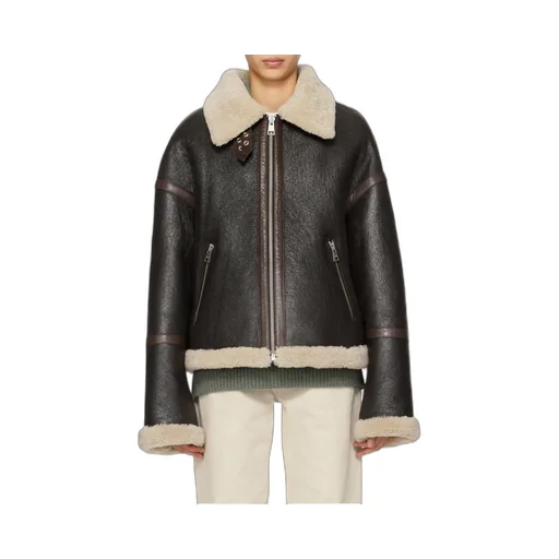 Long-Sleeved Leather Jacket
