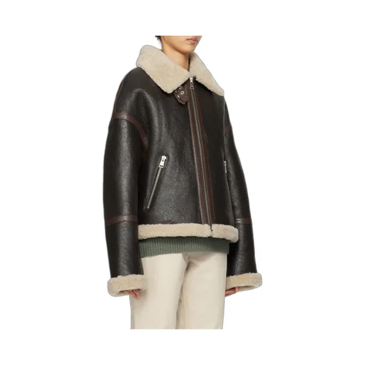 Long-Sleeved Leather Jacket